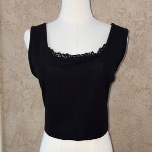 💕Say Anything Black Lace Trim Tank Top